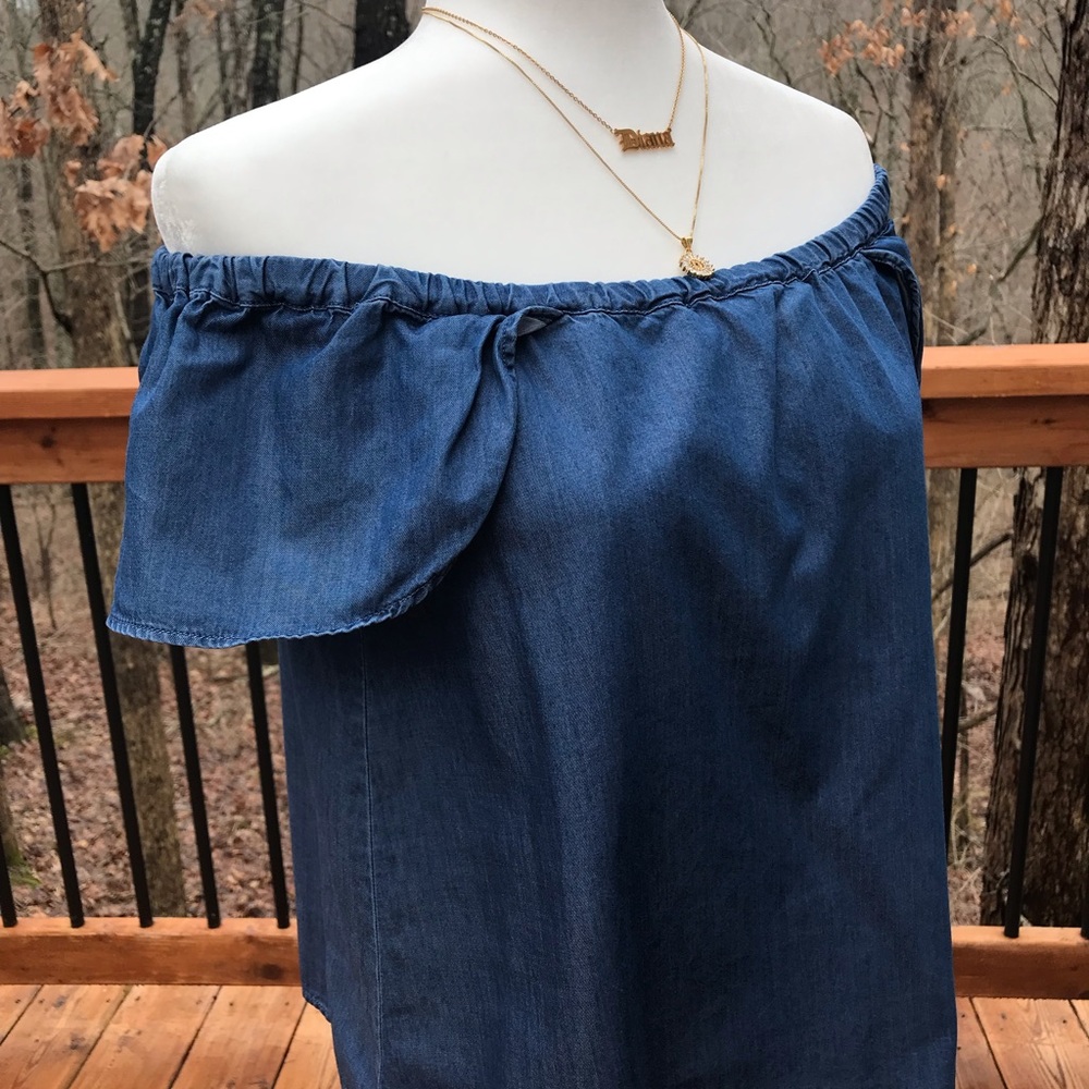 J Crew denim off shoulder top